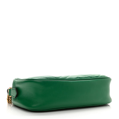 Gucci Calfskin Matelasse Small GG Marmont Chain Shoulder Bag Emerald Green 4 of 10