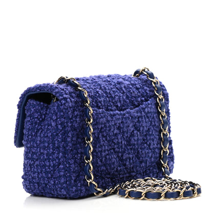 Chanel Tweed Quilted Mini Rectangular Flap Blue 2 of 10