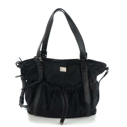 Burberry Nylon Tonal Check Drawstring Tote Black 1 of 8