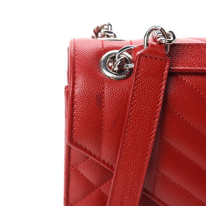 Saint Laurent Grain De Poudre Textured Mixed Matelasse Triquilt Medium Monogram Satchel New Red 10 of 10