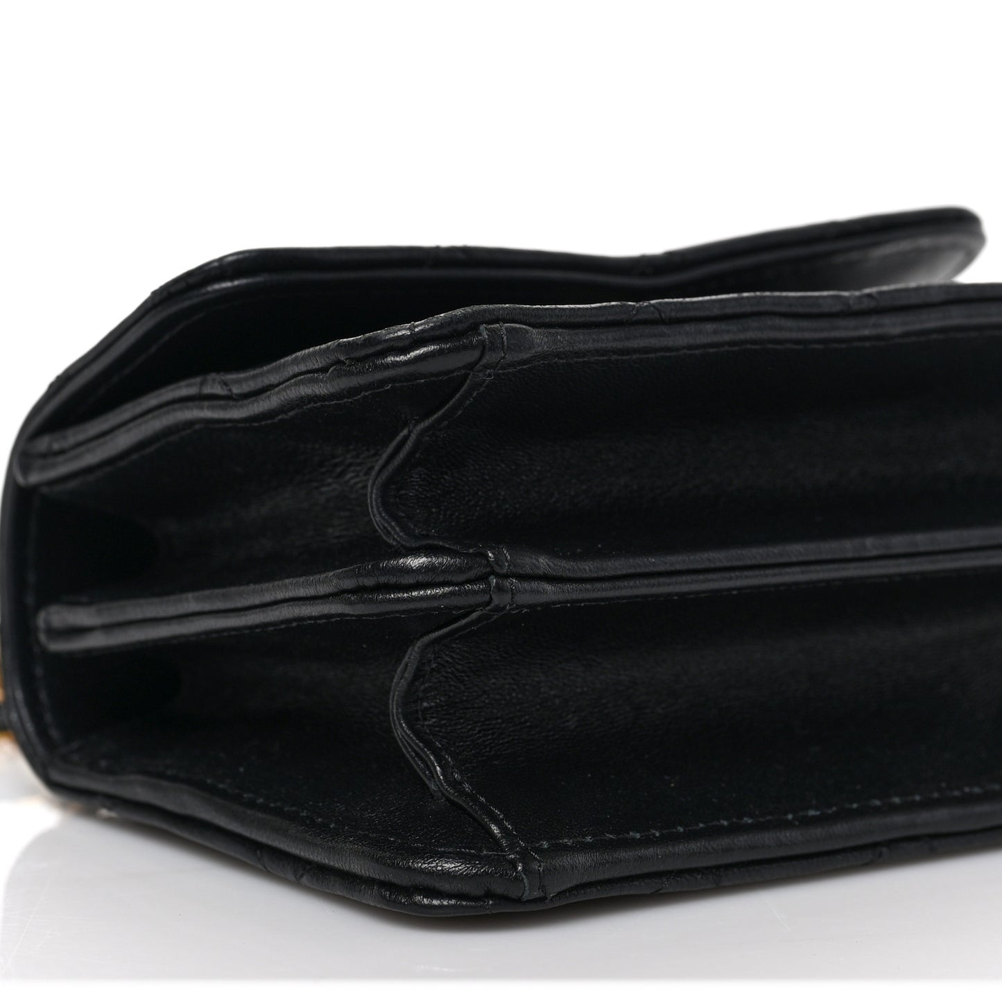 Lambskin Quilted Chain Top Handle Clutch With Chain Black