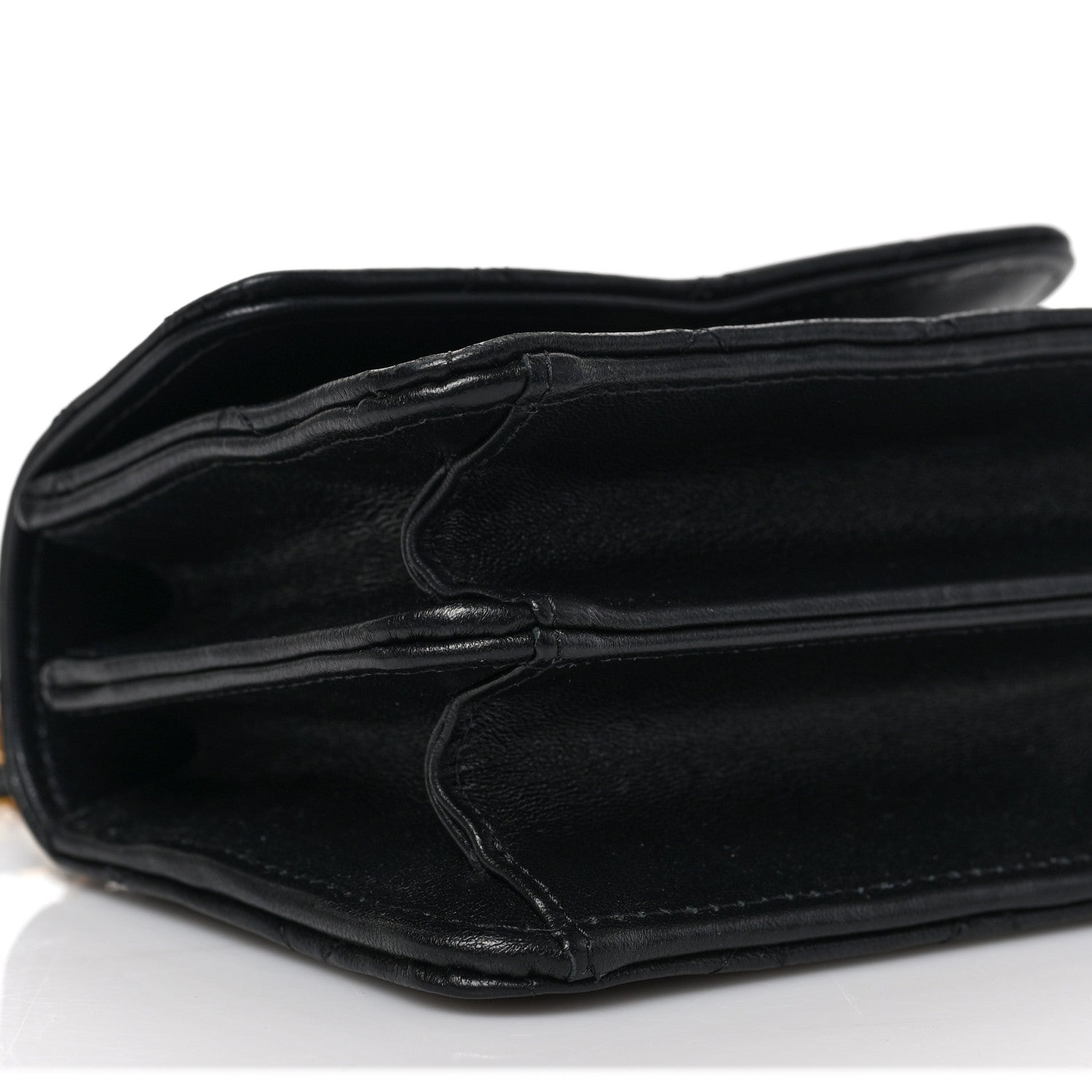 Chanel Lambskin Quilted Chain Top Handle Clutch With Chain Black 9 of 10