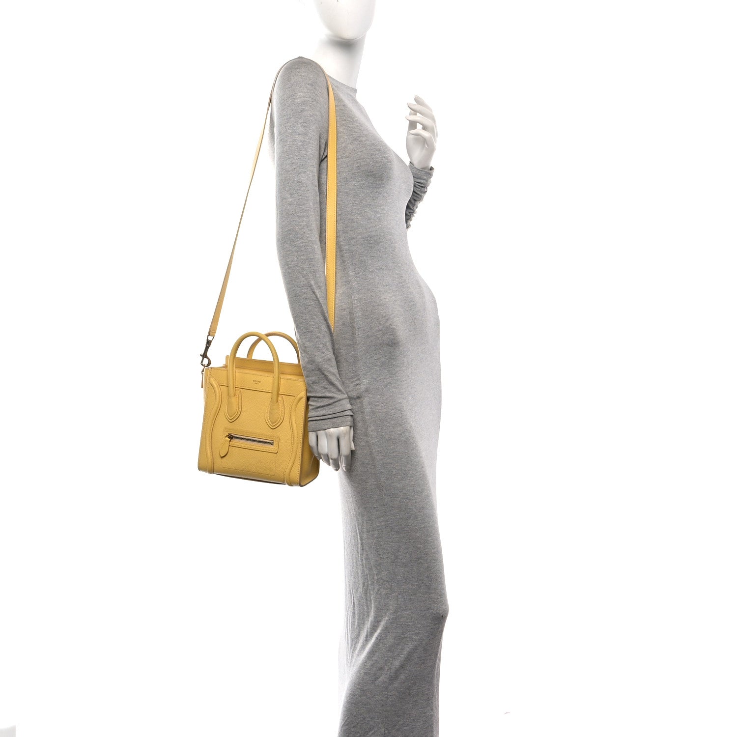 Celine Drummed Calfskin Nano Luggage Pollen 2 of 10