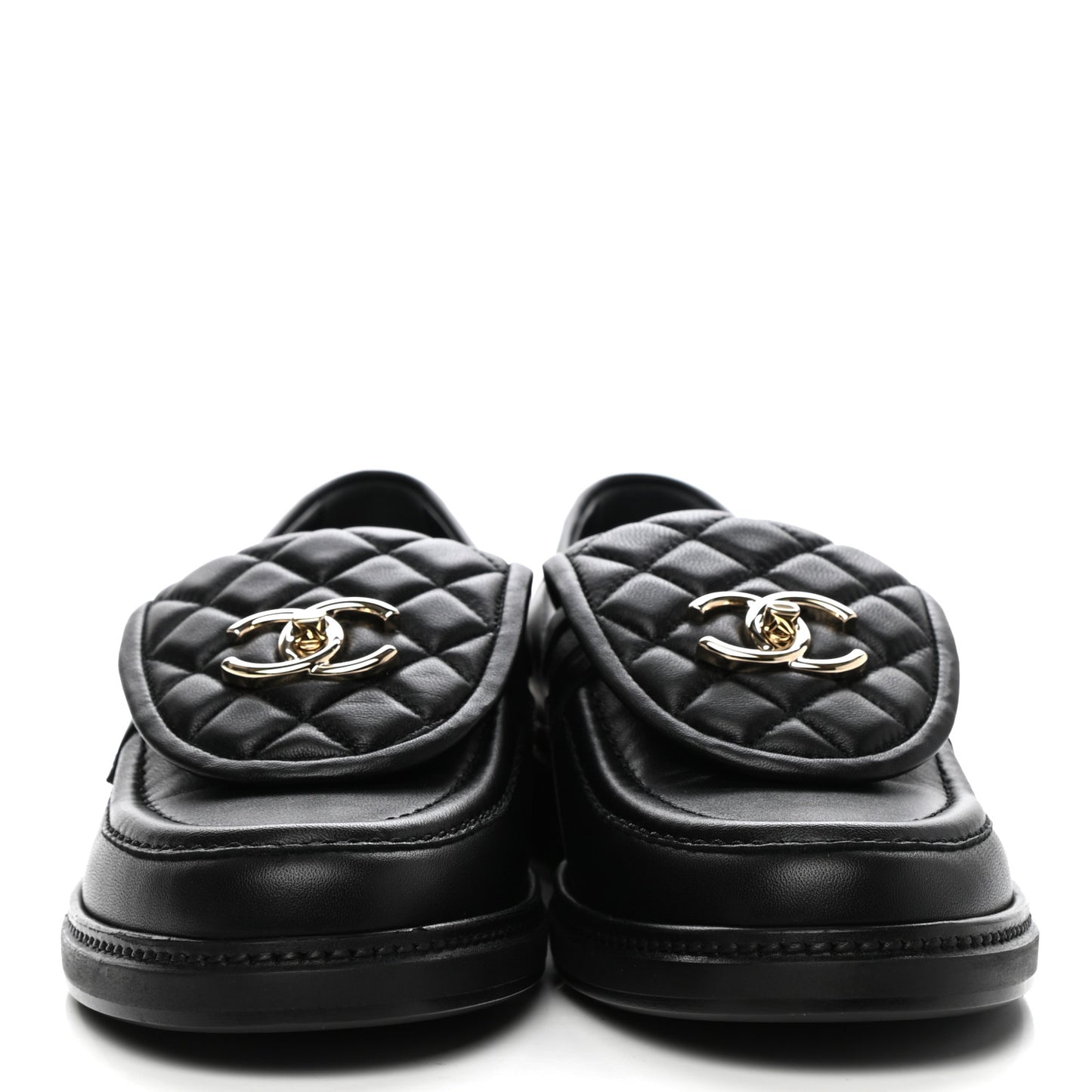 Lambskin Quilted CC Turnlock Loafers 39.5 Black