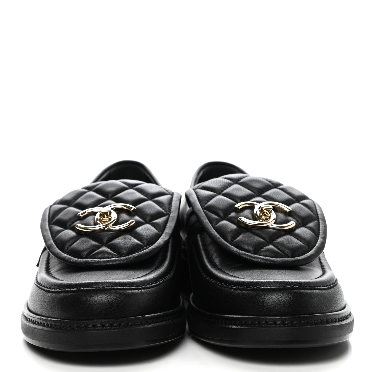 Chanel Lambskin Quilted CC Turnlock Loafers 39.5 Black 2 of 9