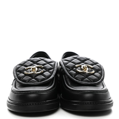 Chanel Lambskin Quilted CC Turnlock Loafers 39.5 Black 2 of 9