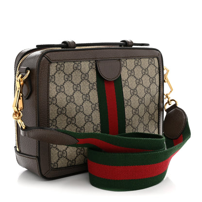 Gucci GG Supreme Monogram Web Small Ophidia Top Handle Shoulder Bag Brown 3 of 11
