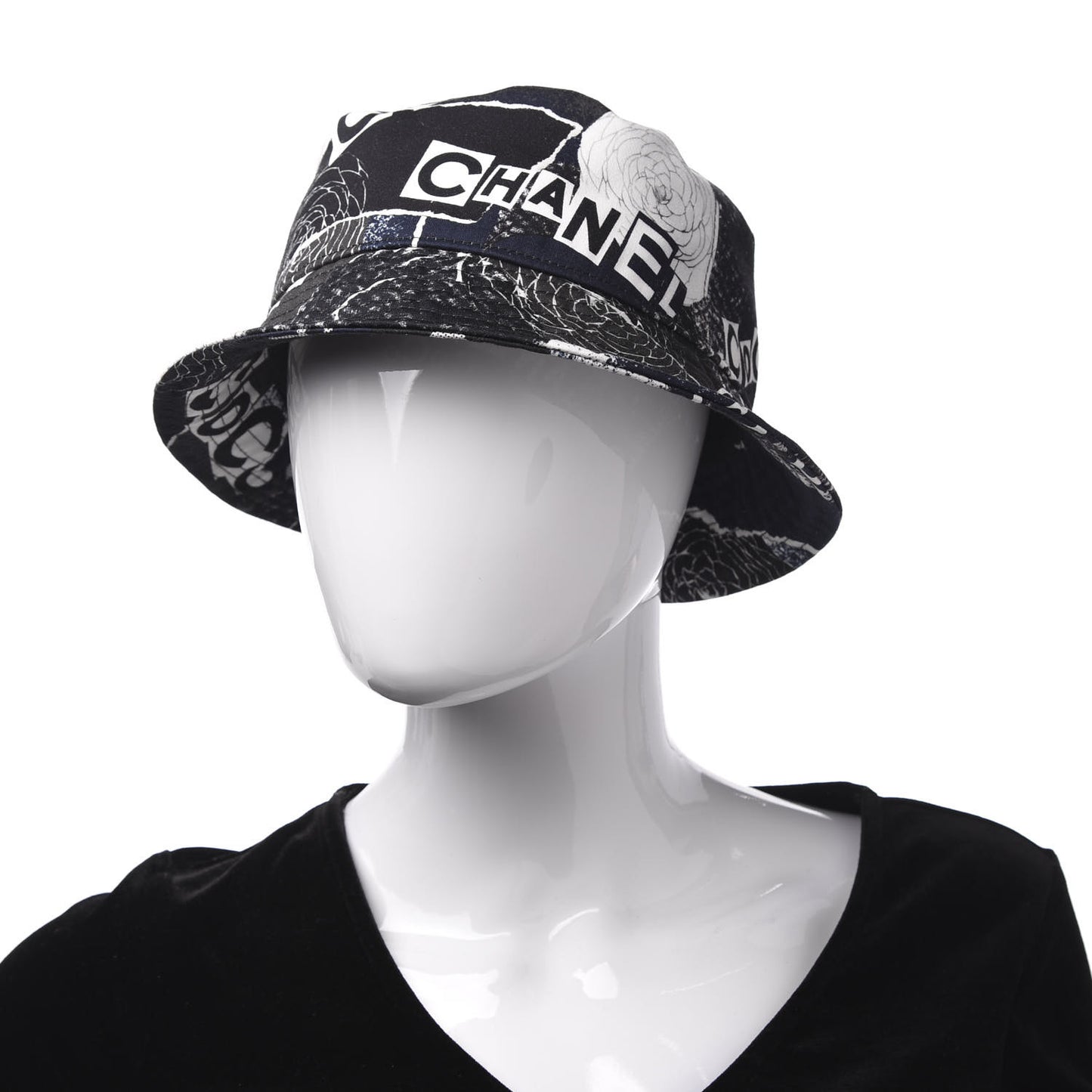 Cotton Coco Print Bucket Hat M Navy Black White