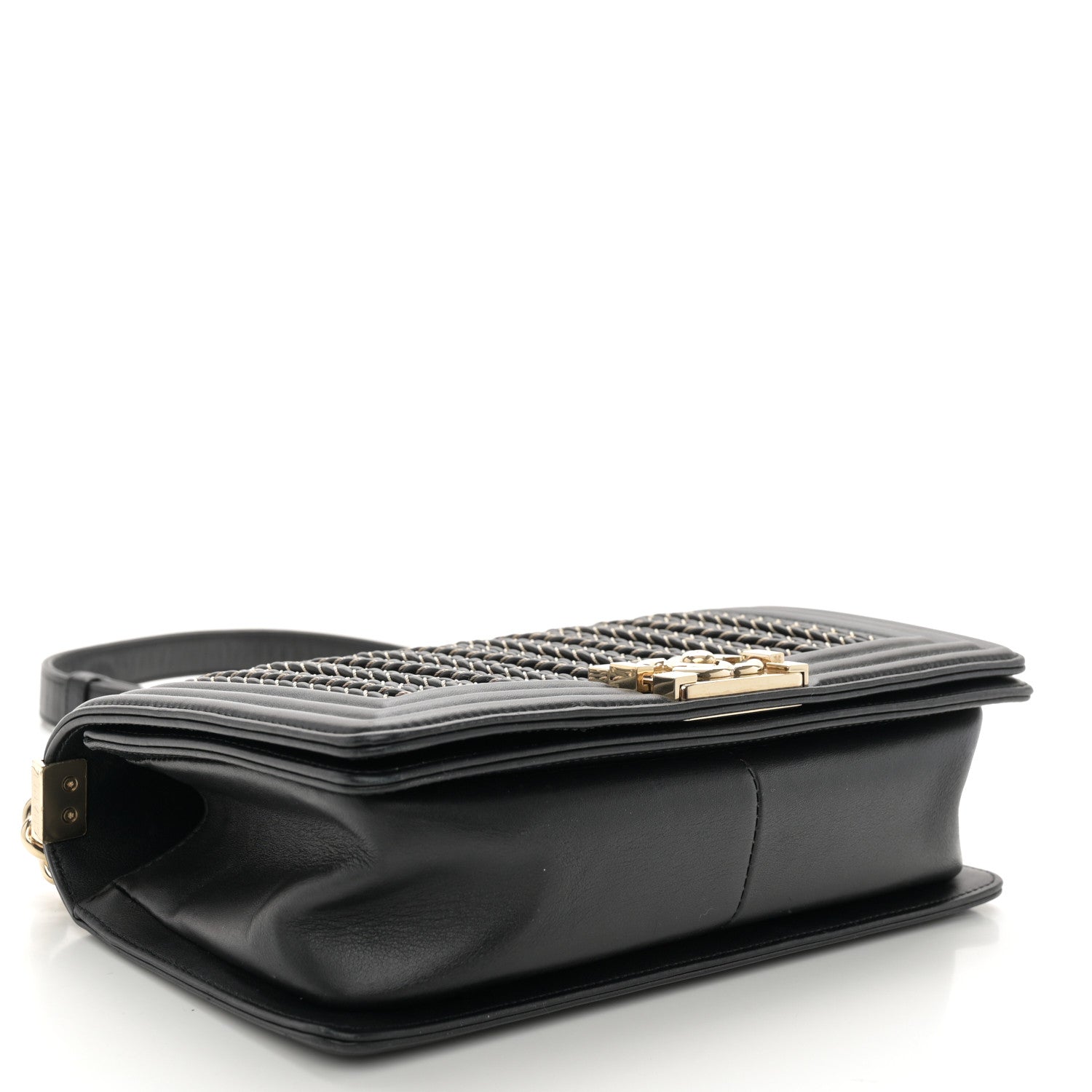 Chanel Calfskin Braided Medium Boy Flap Black 4 of 11