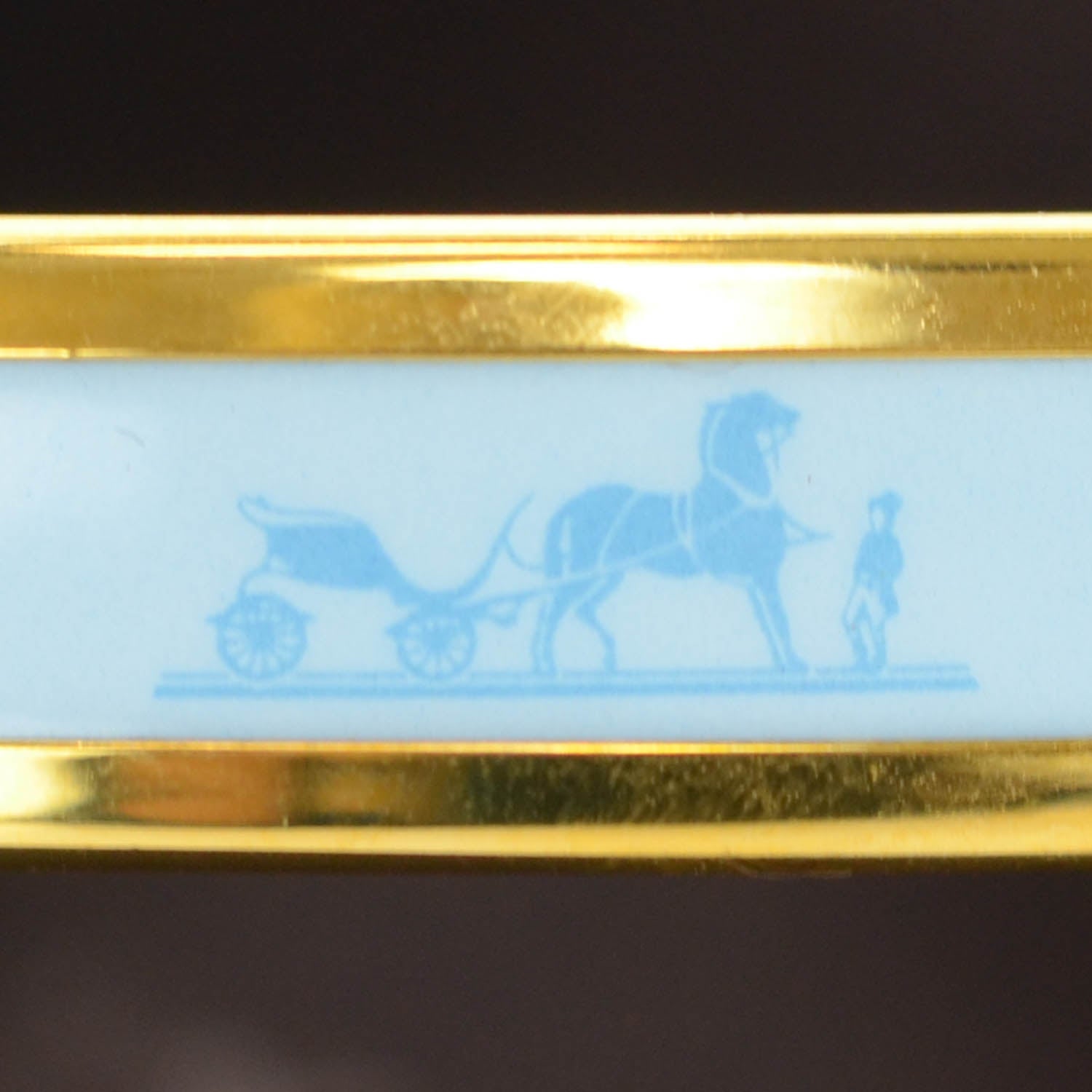 Hermes Enamel Narrow Caleche Bracelet PM Bleu 6 of 8