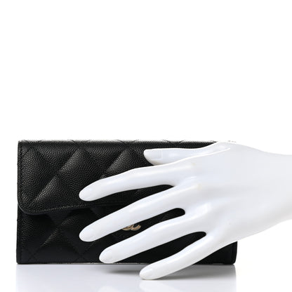 Chanel Caviar Quilted Medium Gusset Flap Wallet Black 2 of 8