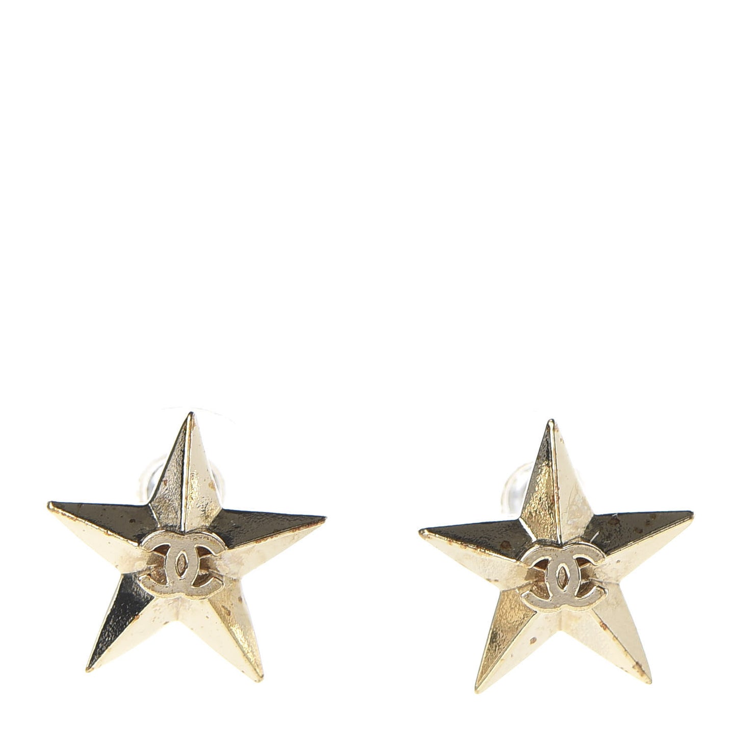 Metal CC Star Earrings Gold