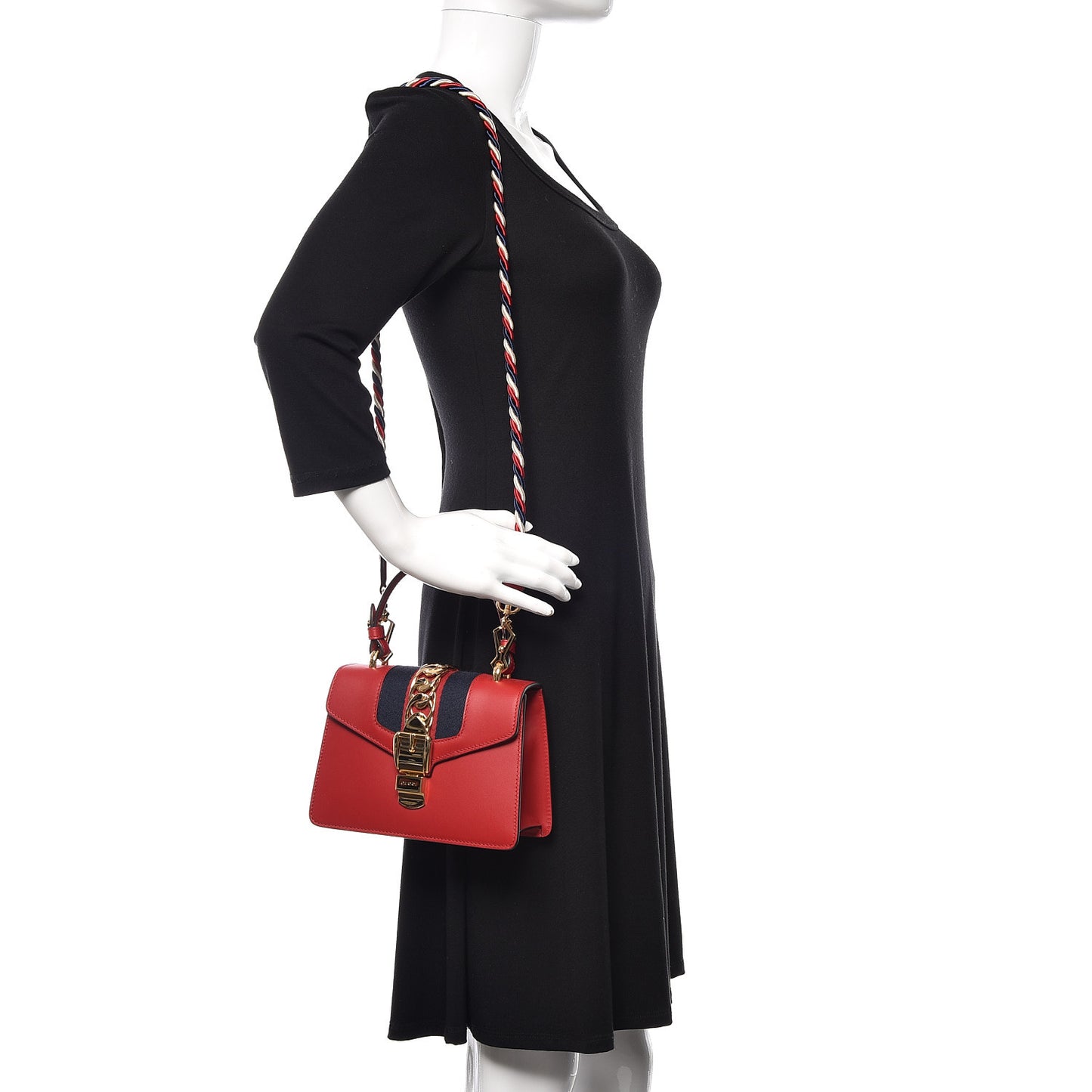 Calfskin Mini Sylvie Top Handle Bag Hibiscus Red