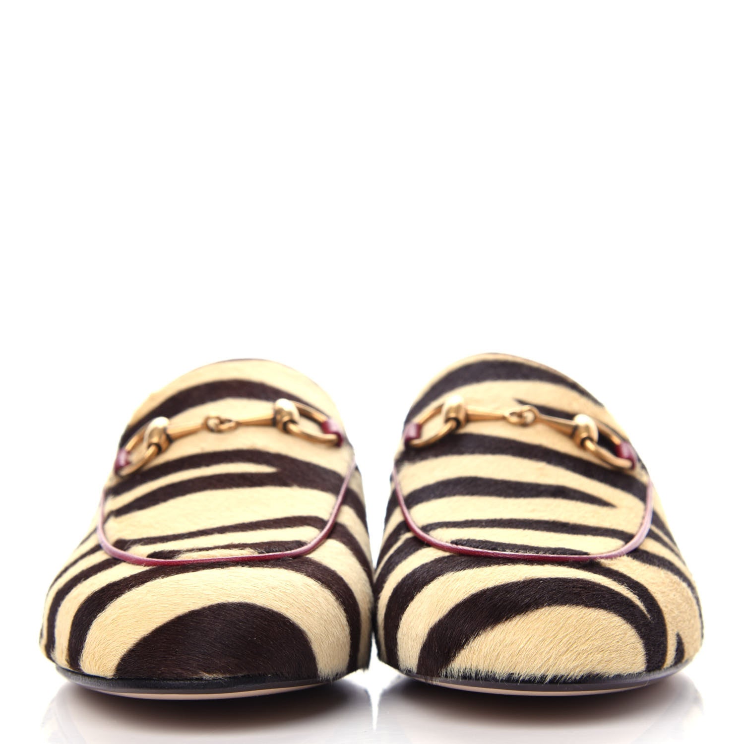 Gucci Calf Hair Tiger Print Womens Princetown Slippers 35.5 Natural Black Romantic Cherry 2 of 12