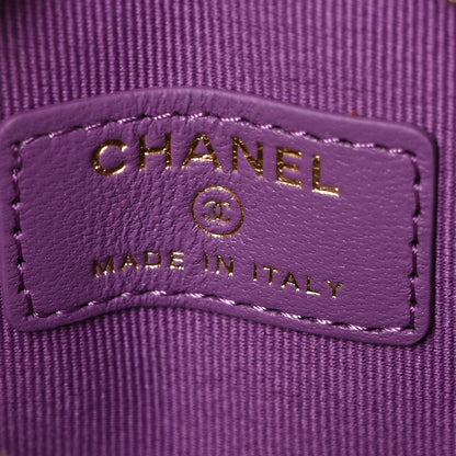 Chanel Lambskin Quilted CC In Love Heart Zipped Arm Coin Purse Purple 6 of 9