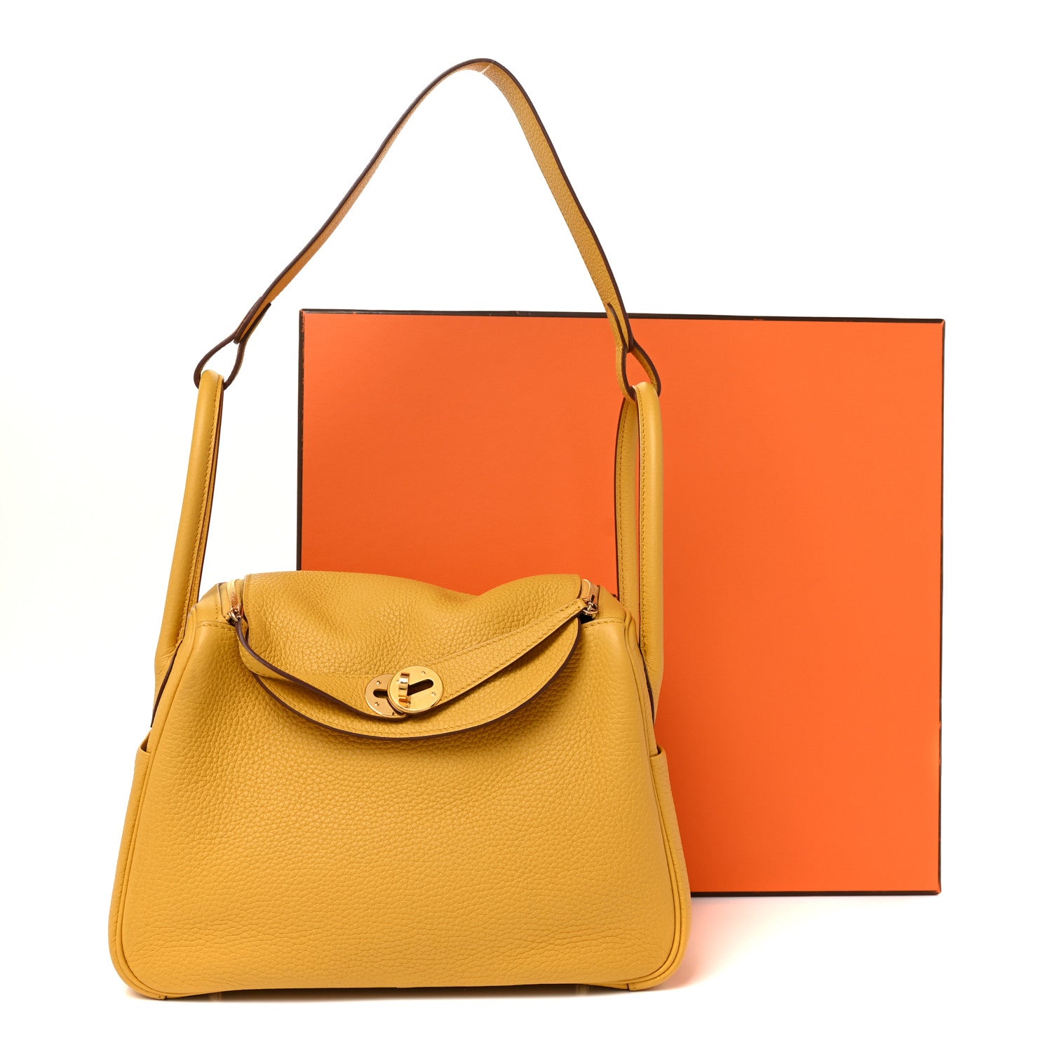 Hermes Taurillon Clemence Lindy 26 Jaune Ambre 12 of 12