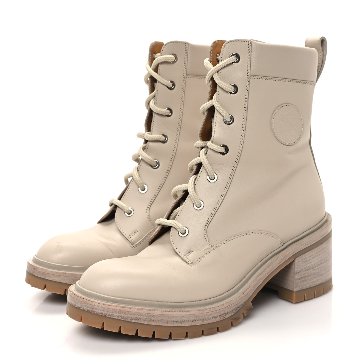 Calfskin Bridge Ankle Boots 37 Beige Grege