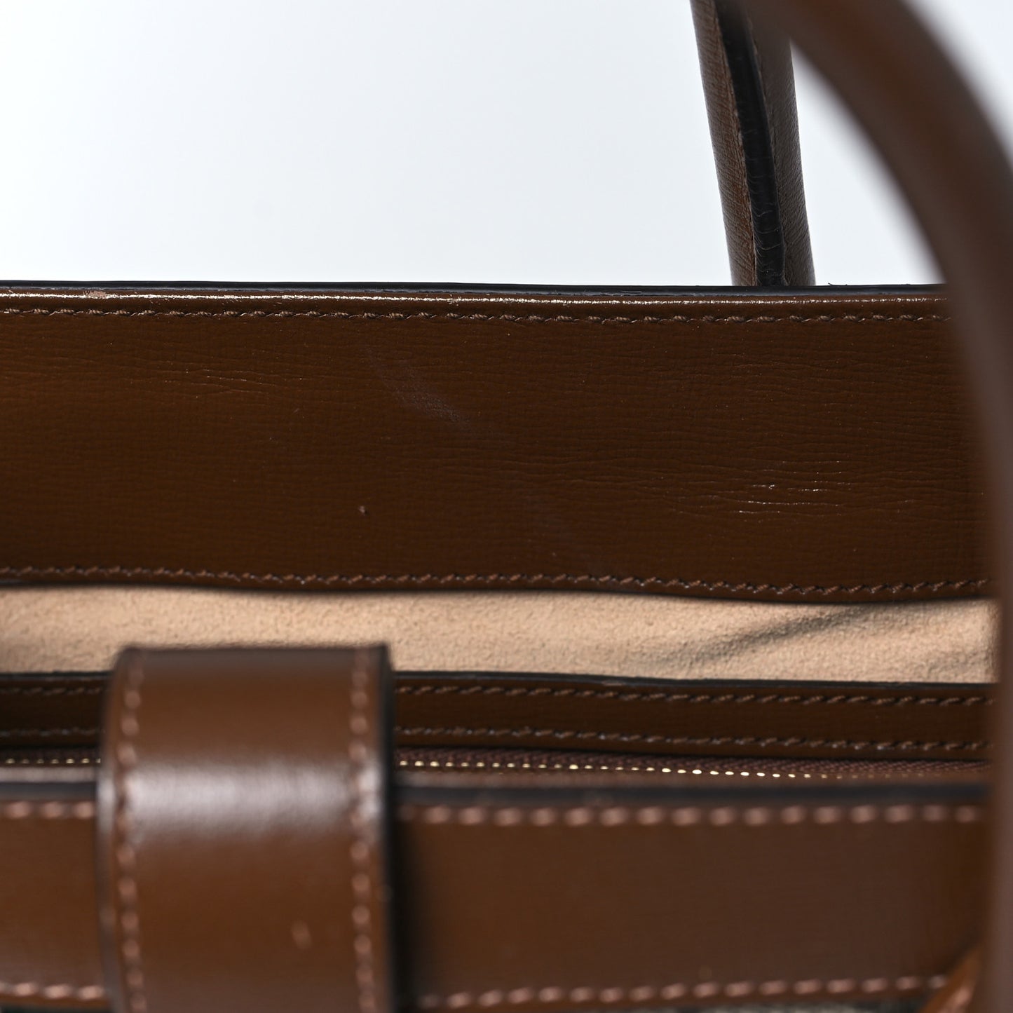 GG Supreme Monogram Azalea Calfskin Web Medium Jackie 1961 Tote Beige Ebony Brown Sugar