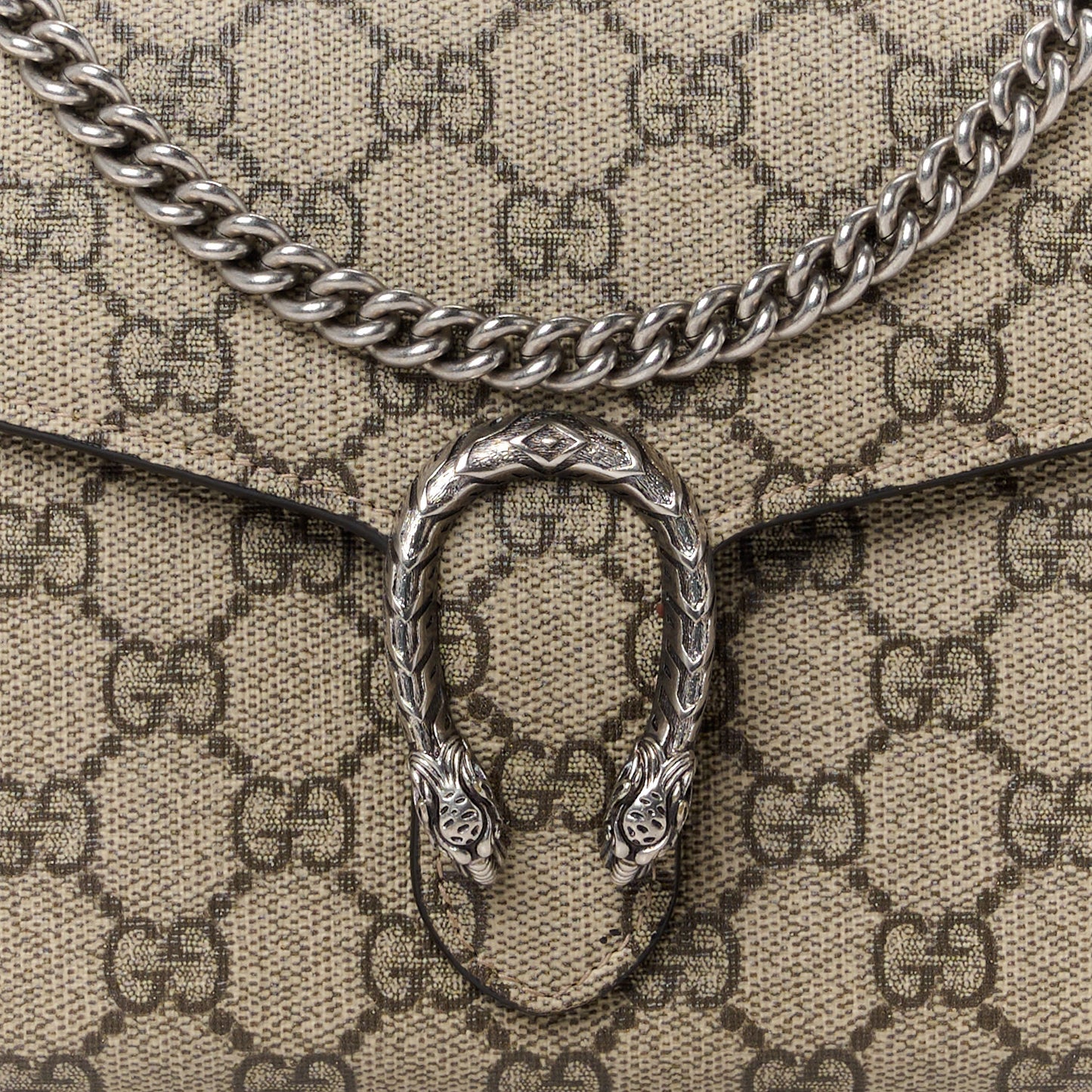 GG Supreme Monogram Mini Dionysus Chain Wallet Beige Taupe