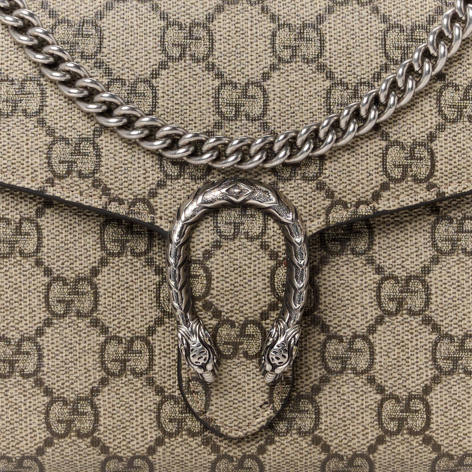 Gucci GG Supreme Monogram Mini Dionysus Chain Wallet Beige Taupe 8 of 14