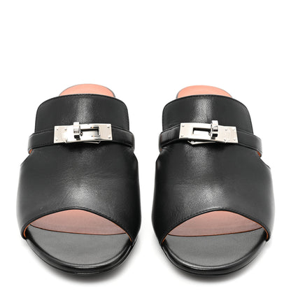 Hermes Goatskin Candy Sandals 37.5 Black 2 of 9