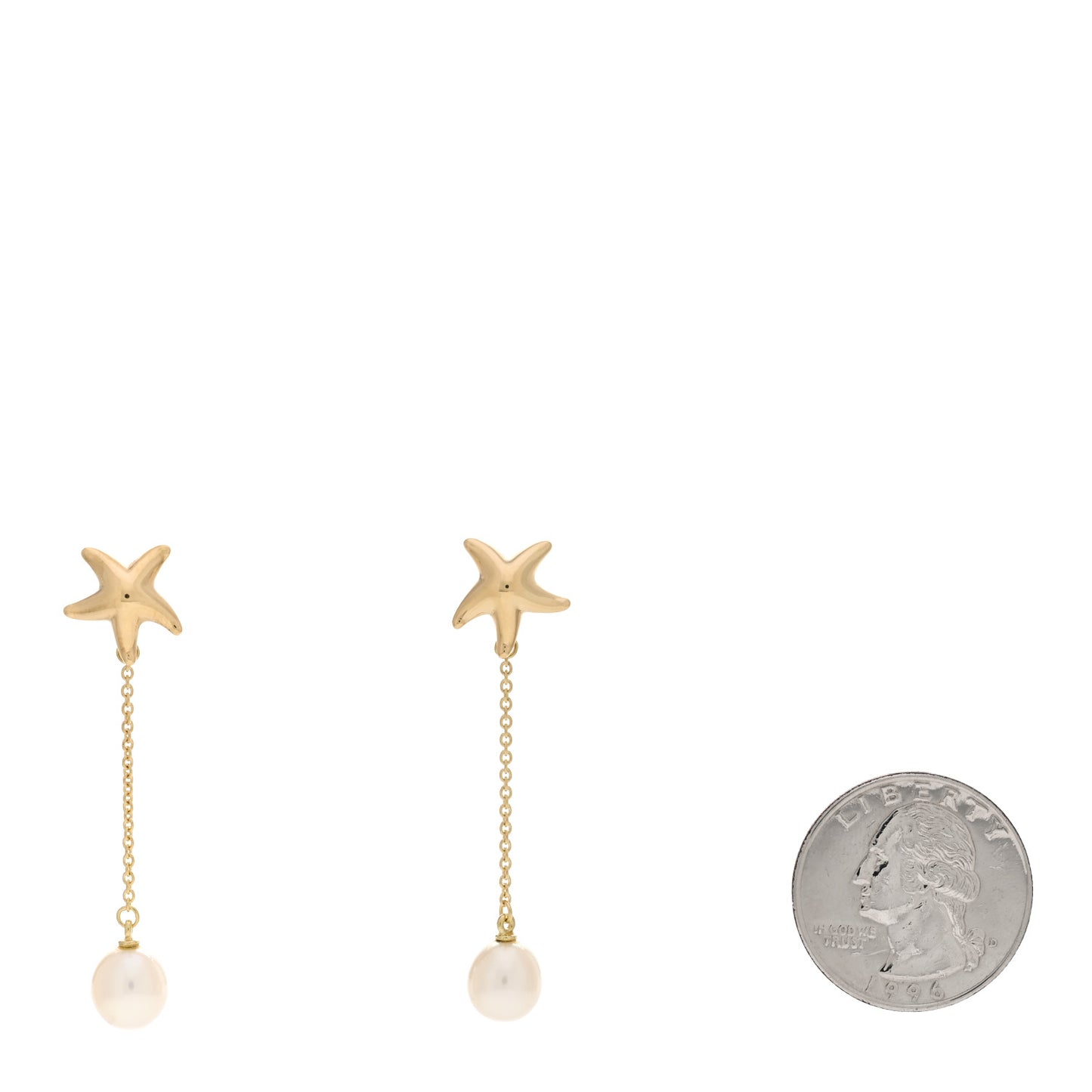 18K Yellow Gold Pearl Elsa Peretti Starfish Drop Earrings