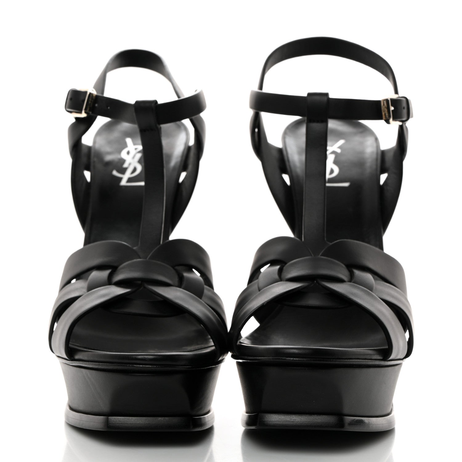 Saint Laurent Calfskin Tribute 105 Platform Sandals 40.5 Black 2 of 9