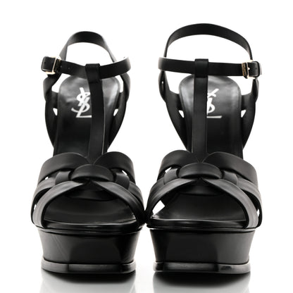 Saint Laurent Calfskin Tribute 105 Platform Sandals 40.5 Black 2 of 9