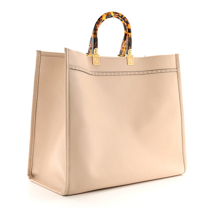 Fendi Vitello King Plexiglass Logo Embossed Large Fendi Sunshine Shopper Tote Light Rose 3 of 12