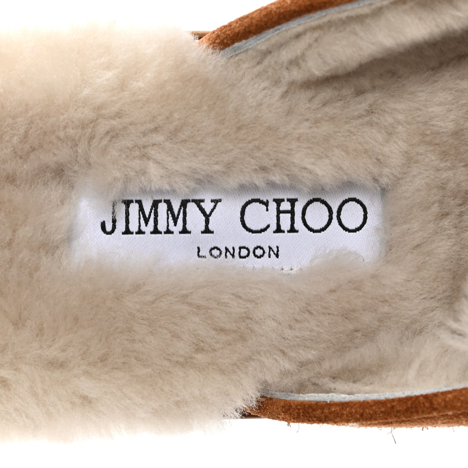 Jimmy Choo Suede Shearling Ronnie Flat Mules 38 Tan Natural 7 of 8