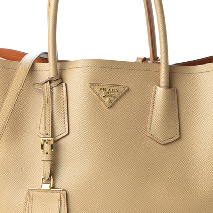 Prada Saffiano Cuir Medium Double Bag Noisette Papaya 13 of 13