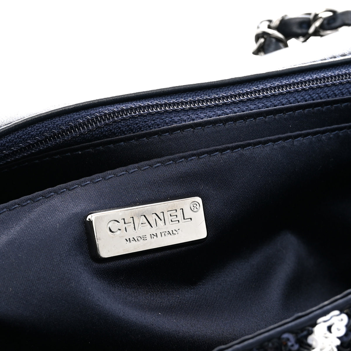 Chanel Sequin Medium Flap Blue White 6 of 12