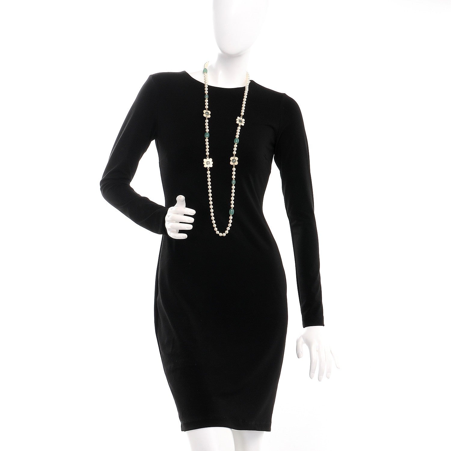 Chanel Pearl Gripoix Long Necklace White Green 2 of 6