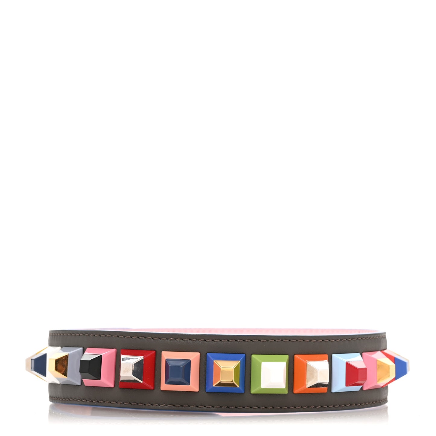 Vitello Dolce Plexiglass Bi-Color Studded Strap You Carbone Peonia Multicolor