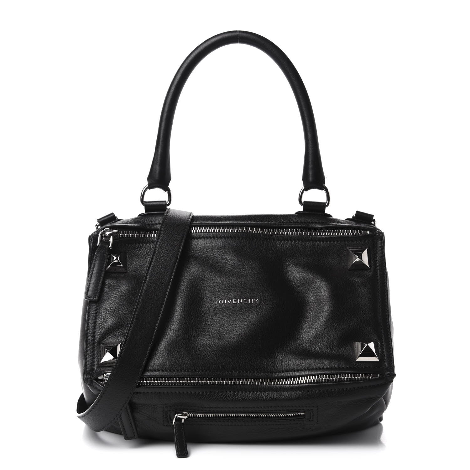 Givenchy Pebbled Calfskin Medium Pyramid Stud Pandora Black 1 of 10