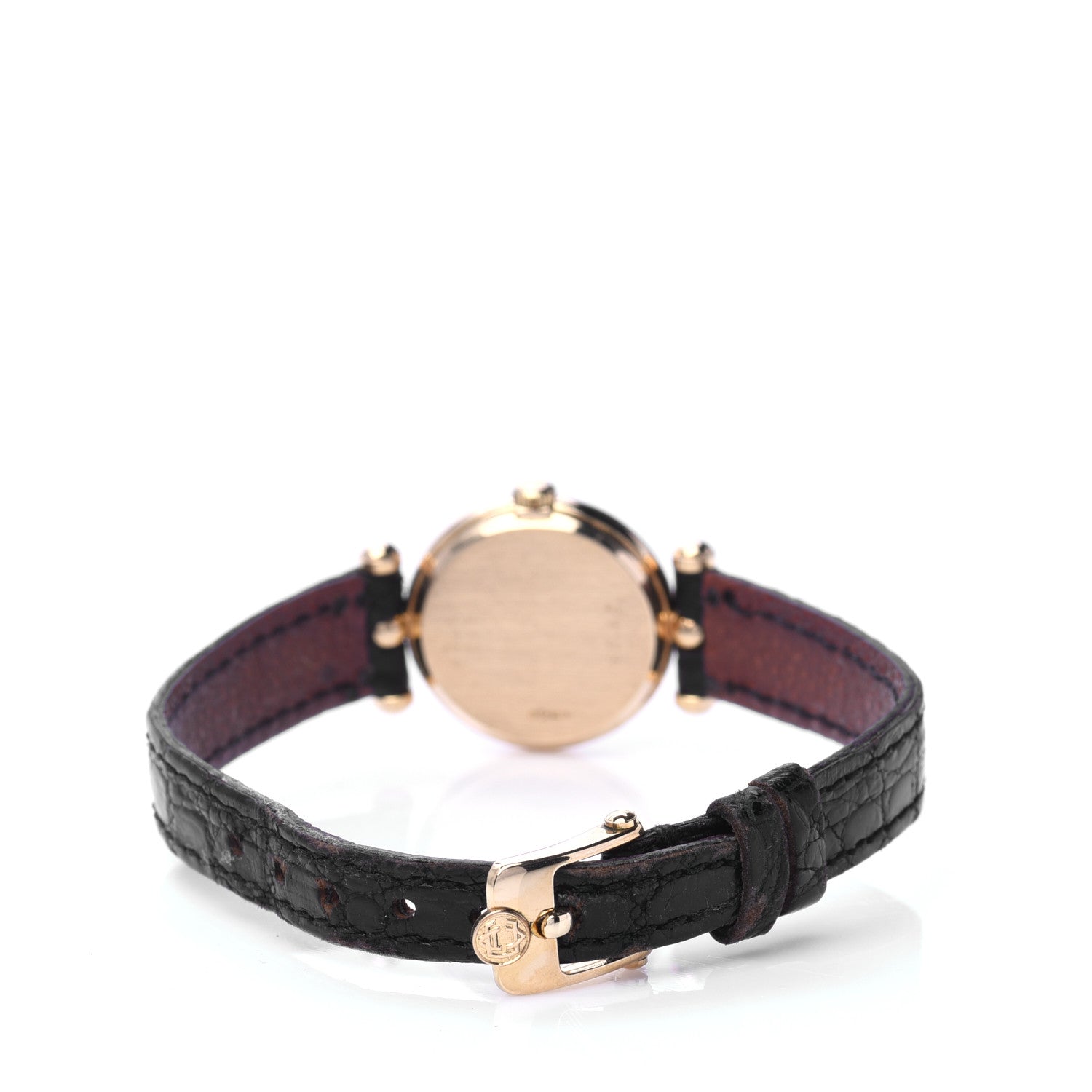 Van Cleef & Arpels 18K Yellow Gold Alligator 21mm La Collection Quartz Watch 3 of 8