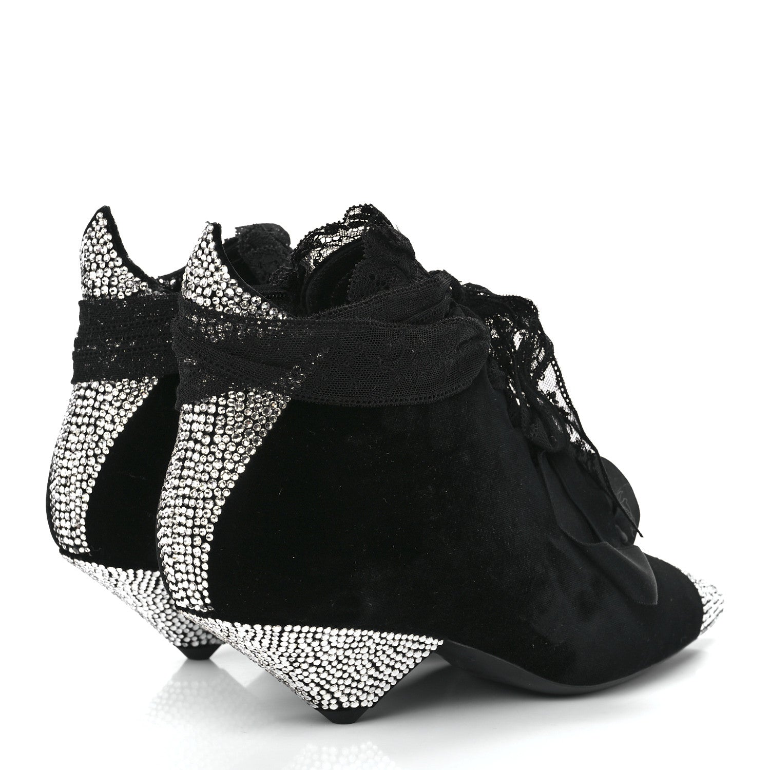 Saint Laurent Velluto Master Crystal Embellished Blaze 45 La Strass Ankle Boots 39 Black 4 of 10