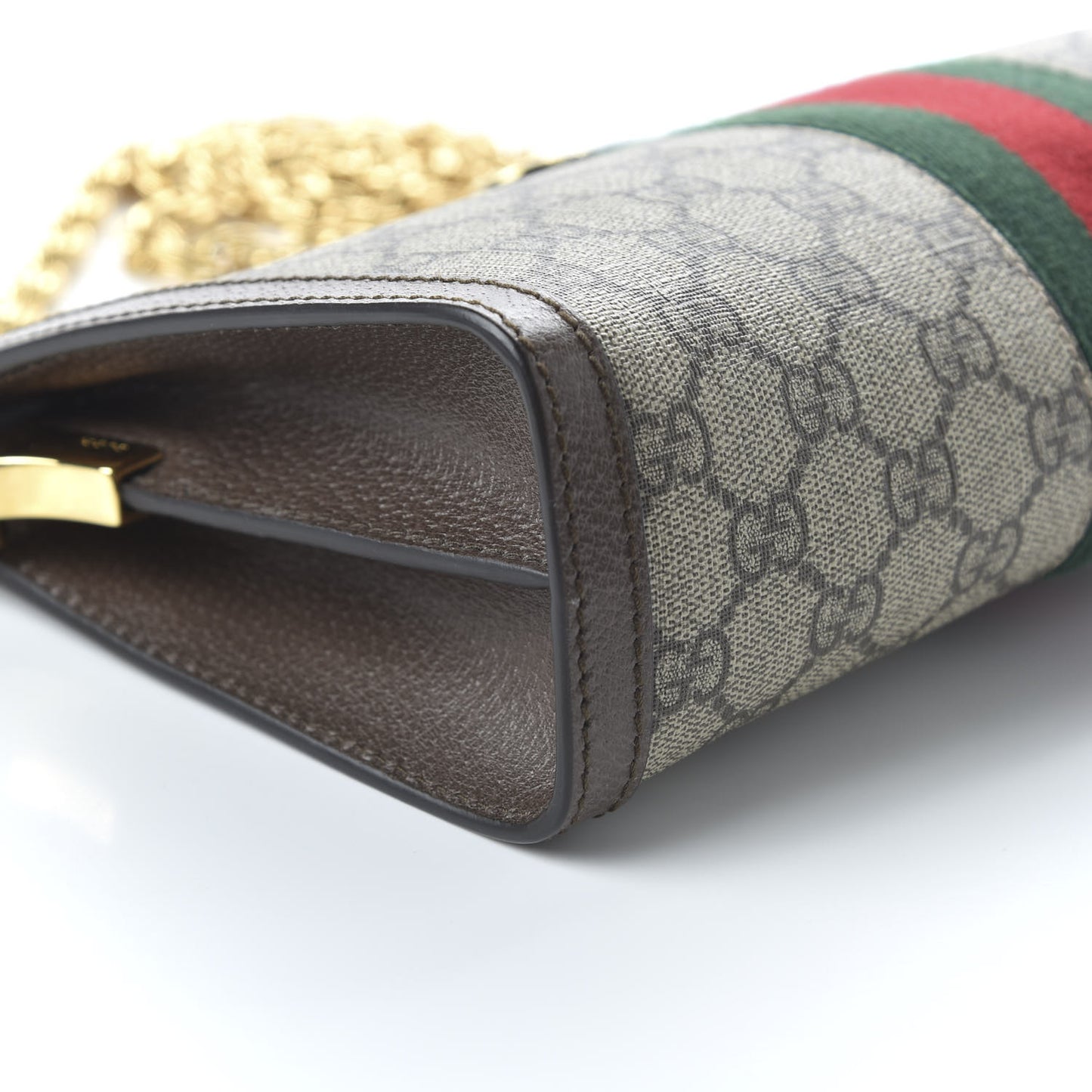 GG Supreme Monogram Web Small Ophidia Chain Shoulder Bag Brown