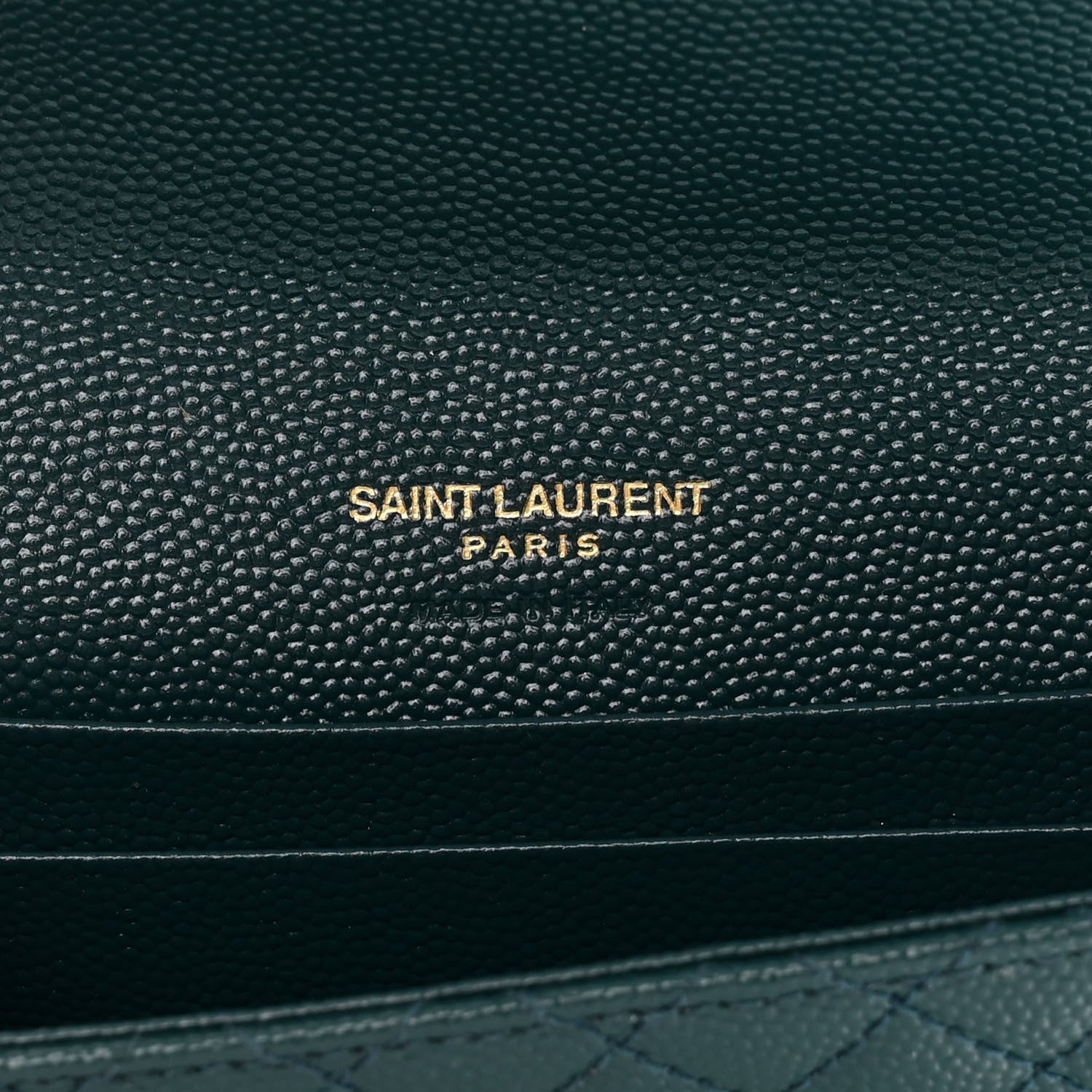 Saint Laurent Grain De Poudre Textured Mixed Matelasse Triquilt Small Monogram Envelope Wallet Sea Turquoise 6 of 10
