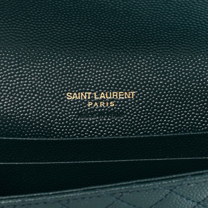 Saint Laurent Grain De Poudre Textured Mixed Matelasse Triquilt Small Monogram Envelope Wallet Sea Turquoise 6 of 10