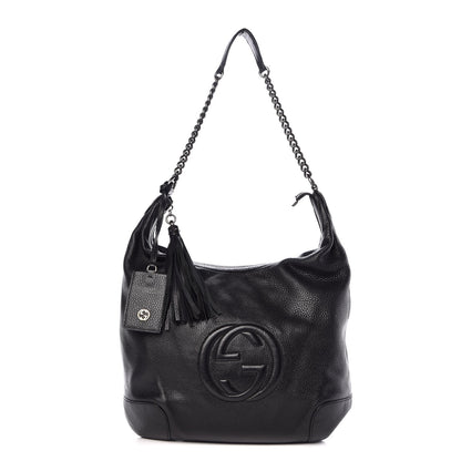 Gucci Pebbled Calfskin Medium Soho Chain Hobo Black 1 of 9