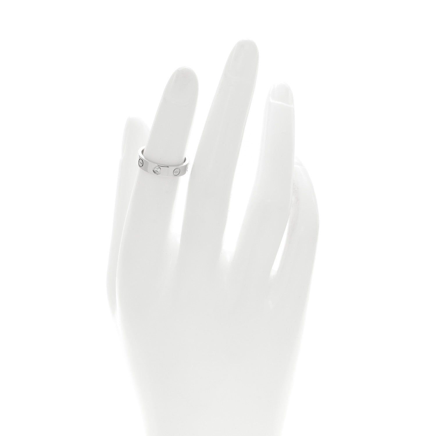 Cartier 18K White Gold Diamond 4mm LOVE Wedding Band Ring 47 4.25 2 of 5