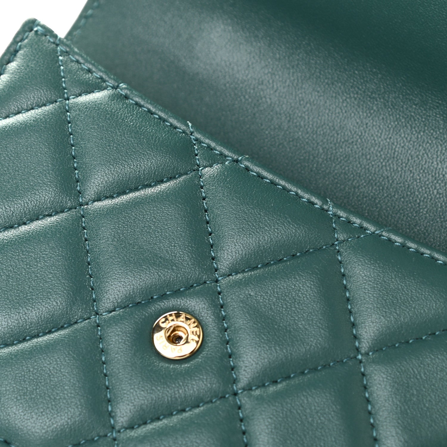 Chanel Lambskin Quilted Top Handle Flap Coin Purse With Chain Green 8 of 9