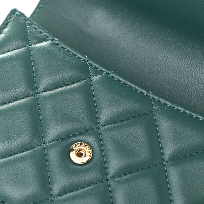 Chanel Lambskin Quilted Top Handle Flap Coin Purse With Chain Green 8 of 9