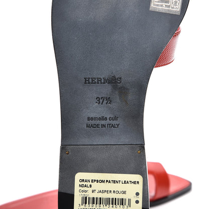 Hermes Patent Epsom Oran Sandals 37.5 Jasper Rouge 7 of 8