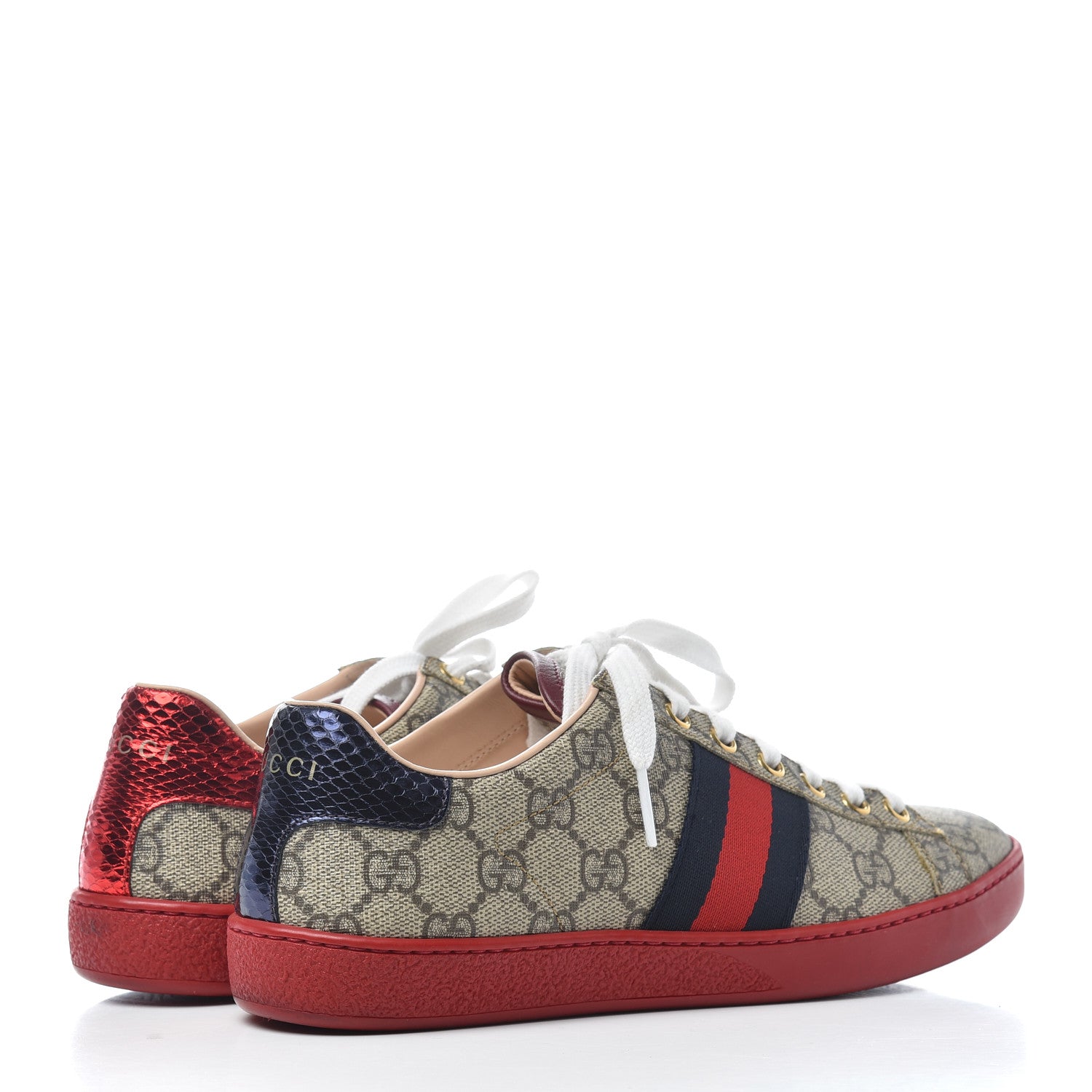 Gucci GG Supreme Monogram Web Womens Ace Sneakers 36 Red 4 of 11