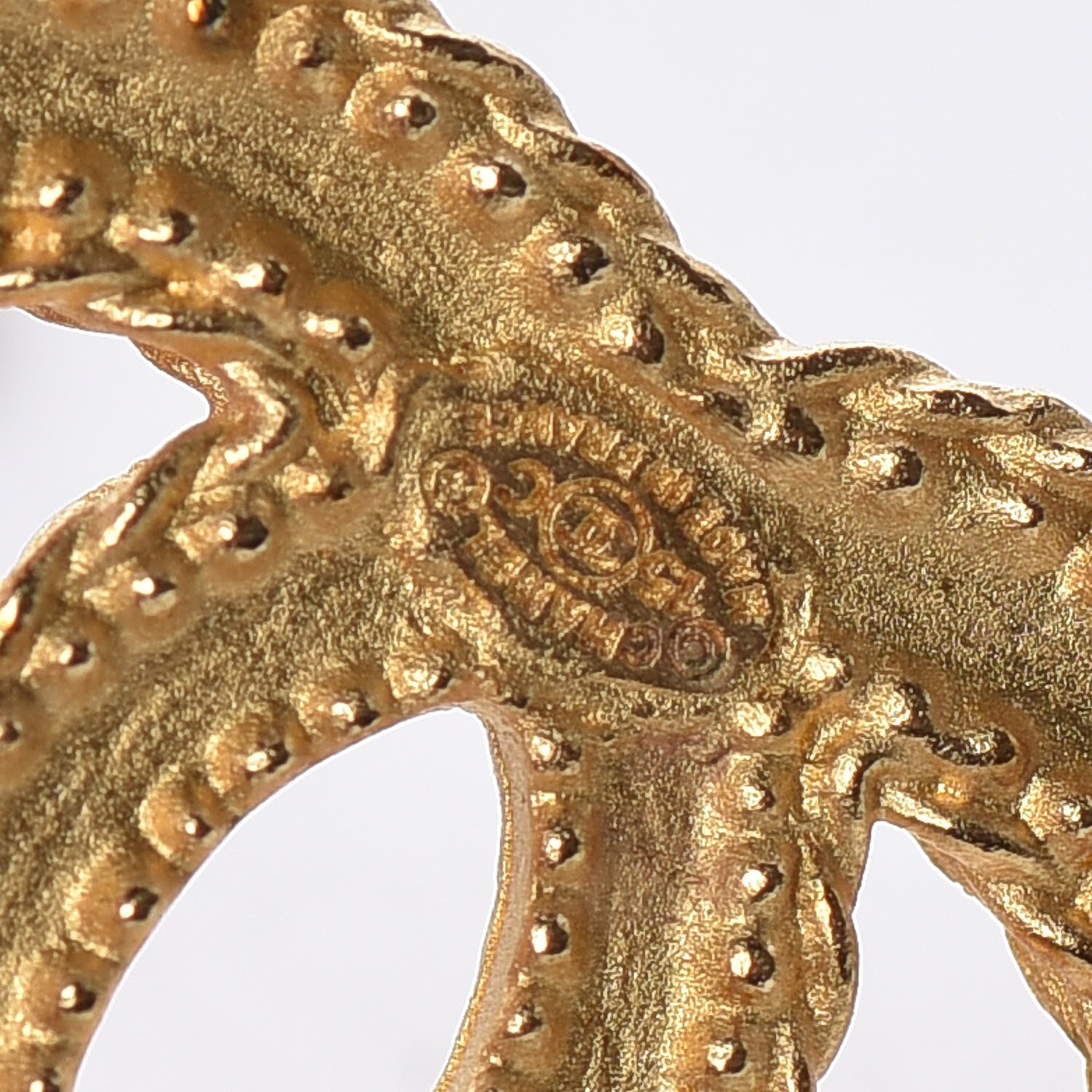 Chanel CC Drop Earrings Matte Gold 4 of 5