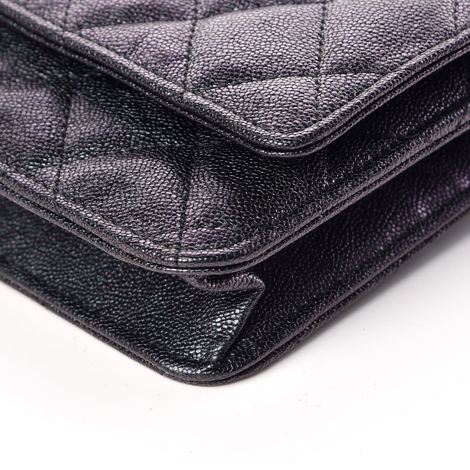 Chanel Iridescent Caviar Quilted Wallet On Chain WOC Black 10 of 12