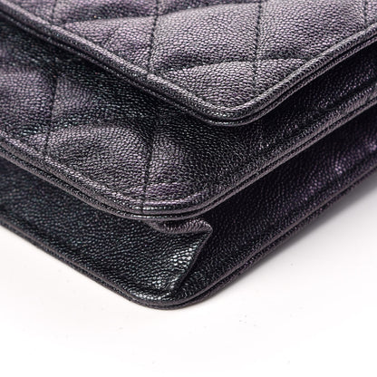 Chanel Iridescent Caviar Quilted Wallet On Chain WOC Black 10 of 12