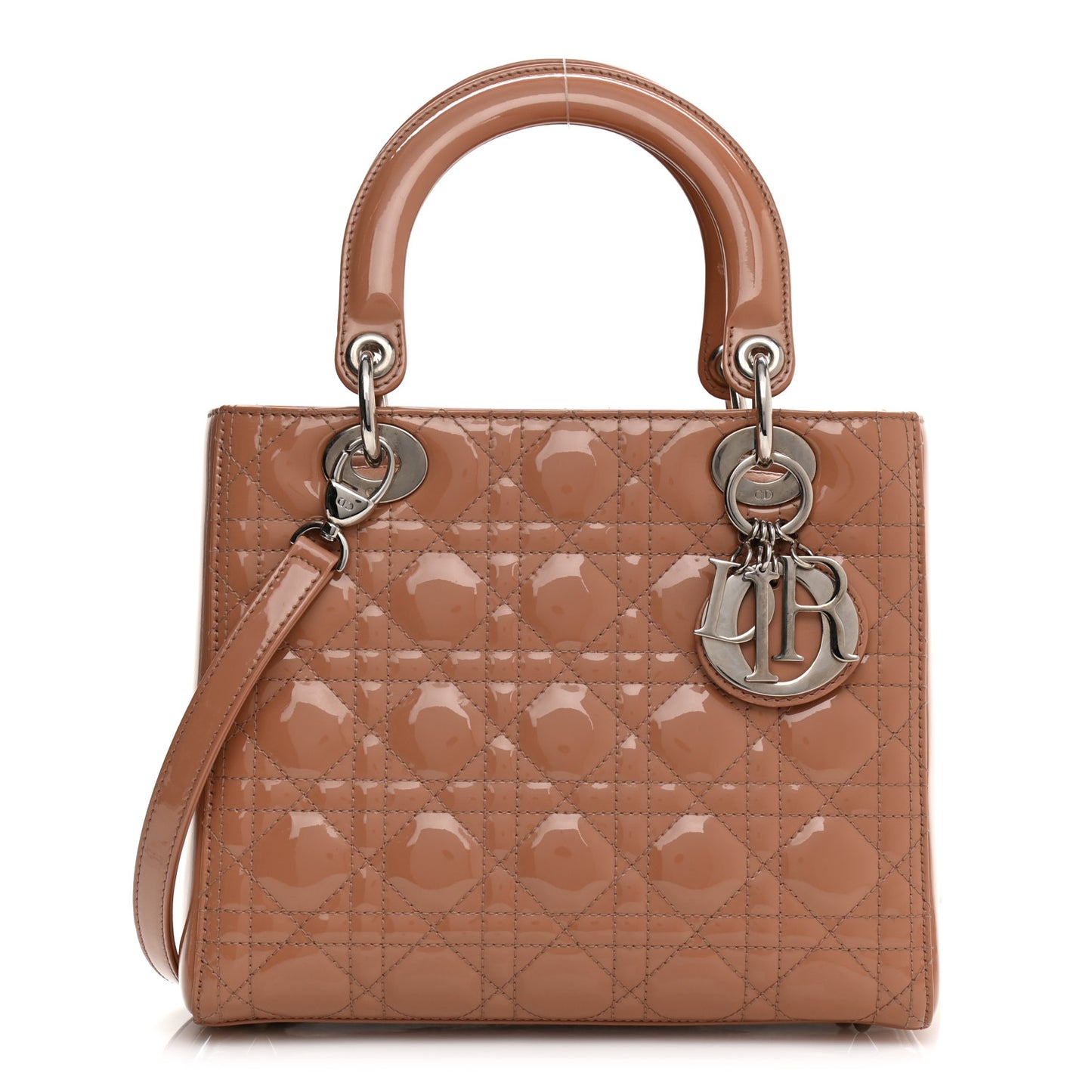 Patent Cannage Medium Lady Dior Beige
